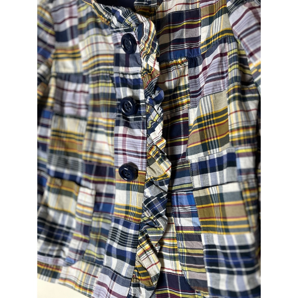 J Crew Madras Plaid Patchwork Blazer Jacket Ruffl… - image 5